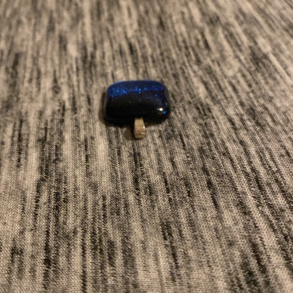 Vintage Y2K Ombré Blue Square Art Glass Pendant for Necklace Costume Jewelry - Picture 13 of 15